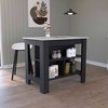 Tuhome Cala Kitchen Island, Four Legs, Three Shelves, Black/Ibiza Marble AWZ6538